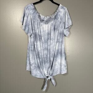 Lane Bryant Blue Tie Dye Off The Shoulder Boho Top - 14/16 - Women's Plus Size